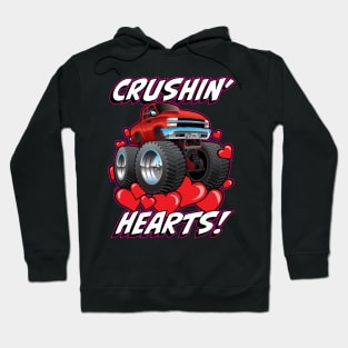 Crushin' Hearts Monster Truck Funny Valentines Day Hoodie